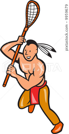 Native American Lacrosse Player Crosse Stick 9959679