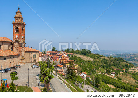 Church and hills of Piedmont, Italy. Church and hills of Piedmont, Italy. 9962948
