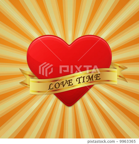 Heart with ribbon and phrase Love Time. Heart with ribbon and phrase Love Time. 9963365
