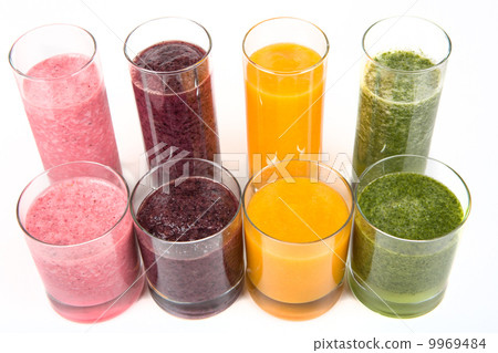 Four fruit, berry and vegetables healthy smoothies Four fruit, berry and vegetables healthy smoothies 9969484