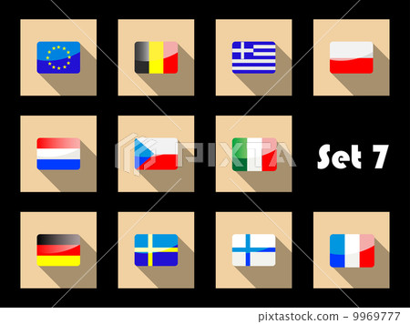 Flat flags icons of european countries 9969777