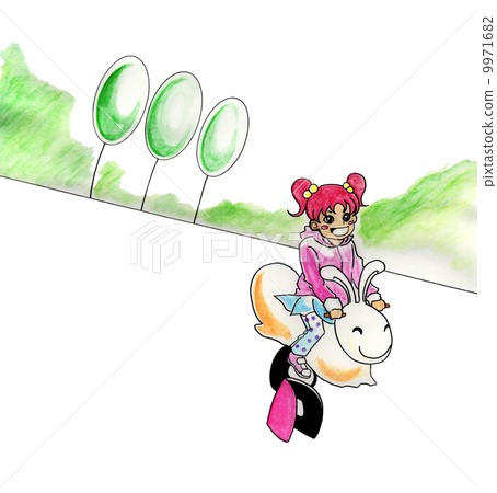 手繪彈簧遊樂設備和兒童 9971682