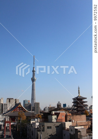 Asakusa Temple Sky Tree and five-storied pagoda 9972592