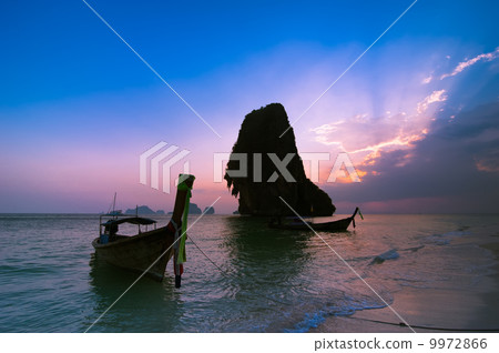 Sunset at tropical beach landscape. Thailand 9972866