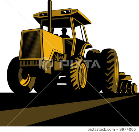 vintage tractor on isolated background 9974006