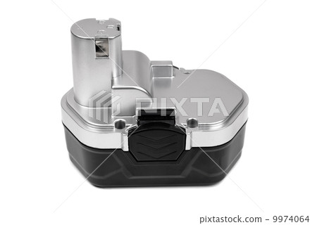 Silver black Screwdriver Battery isolated on white background 9974064
