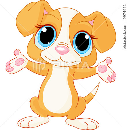 Puppy raising his hands - Stock Illustration [9974651] - PIXTA