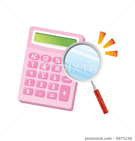 Calculator and magnifying glass Calculator and magnifying glass 9975248