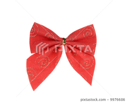 Festive red bow made of ribbon. Festive red bow made of ribbon. 9976686