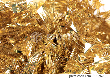 Christmas golden tinsel with stars. 9976713