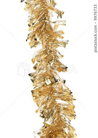 Christmas golden tinsel with stars. 9976733
