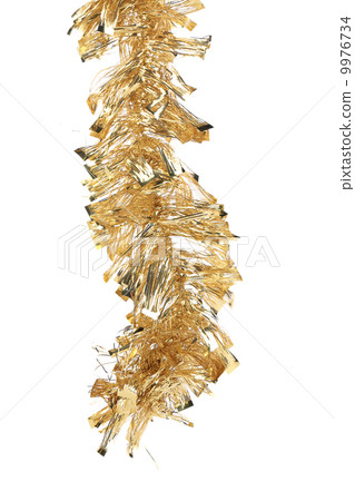 Christmas golden tinsel with stars. Christmas golden tinsel with stars. 9976734