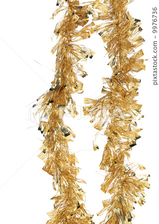 Christmas golden tinsel with stars. 9976736