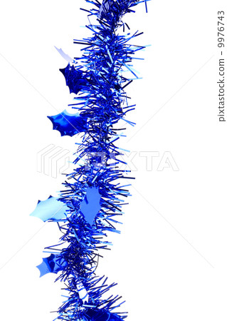 Christmas blue tinsel with stars. 9976743