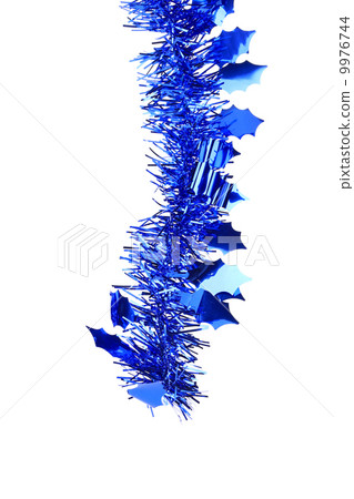 Christmas blue tinsel with stars. 9976744