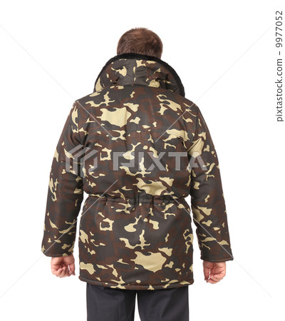 Man in military vest. Back view. Man in military vest. Back view. 9977052