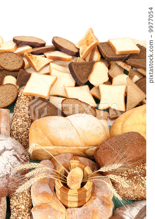 Composition of bread and golden ears. Composition of bread and golden ears. 9977054