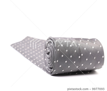 Folded gray tie with white speck. 9977093