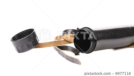 Black cover of spyglass lying. 9977116