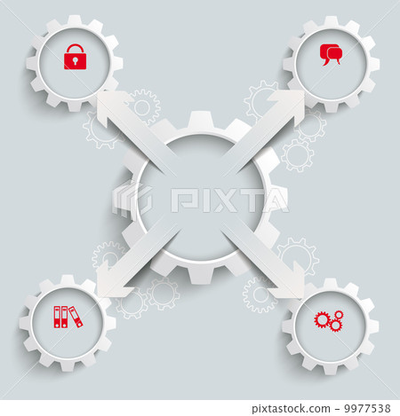 4 Paper Cut Arrows Gear Centre Externally PiAd 9977538