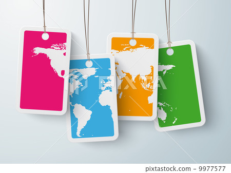 Four Colored Price Stickers World Map Four Colored Price Stickers World Map 9977577