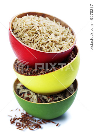 bowls of uncooked rice bowls of uncooked rice 9978287