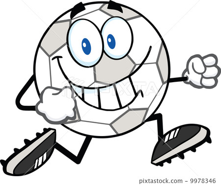 Smiling Soccer Ball Cartoon Character Running 9978346