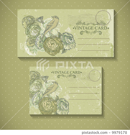 Floral Vector Vintage Card - Stock Illustration [9979178] - PIXTA