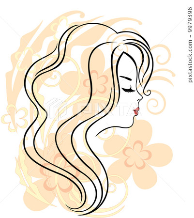Beautiful girl's face on the flower background 9979396