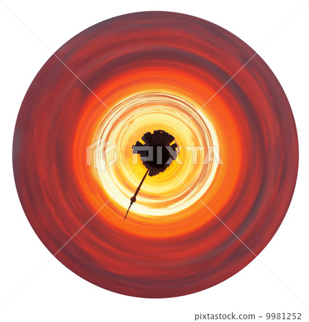 red yellow sunrise on little planet red yellow sunrise on little planet 9981252