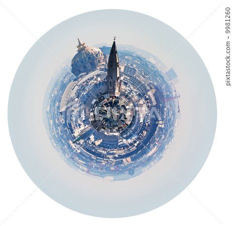 spherical Paris skyline with Hotel des Invalides 9981260
