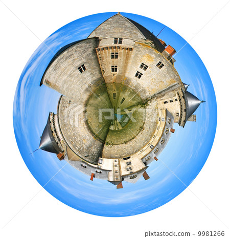 spherical panorama towers of medieval castle 9981266