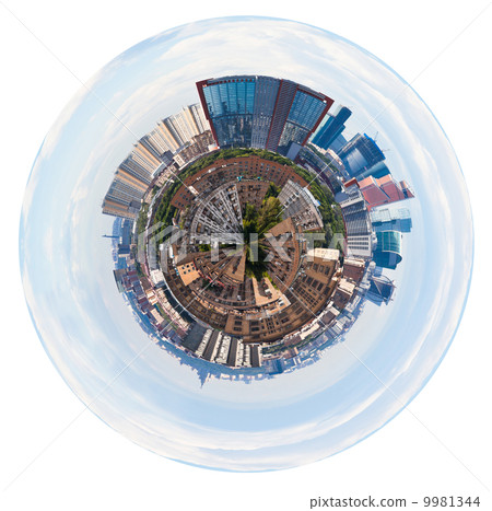 spherical panorama of Moscow with tower buildings spherical panorama of Moscow with tower buildings 9981344
