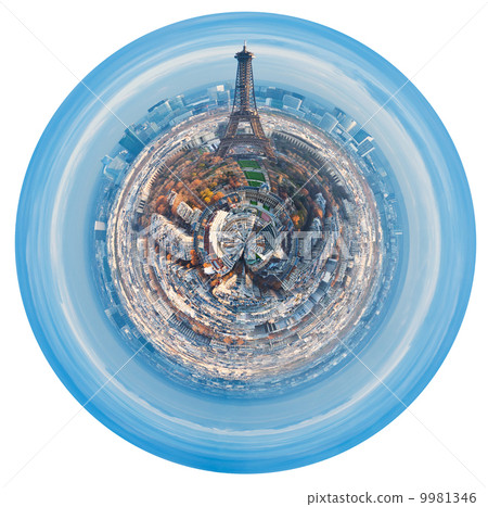 urban spherical skyline of Paris 9981346