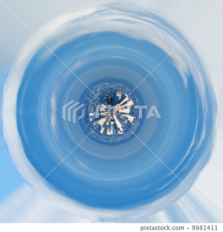 spherical panorama of Paris under blue sky spherical panorama of Paris under blue sky 9981411