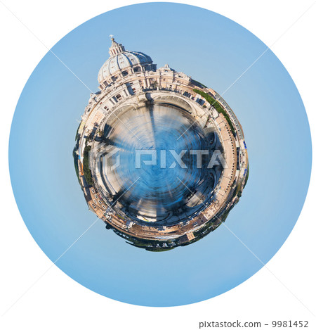 Tiber river and St Peter Basilica in Rome 9981452