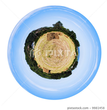 ountry field with straw stack ountry field with straw stack 9981458