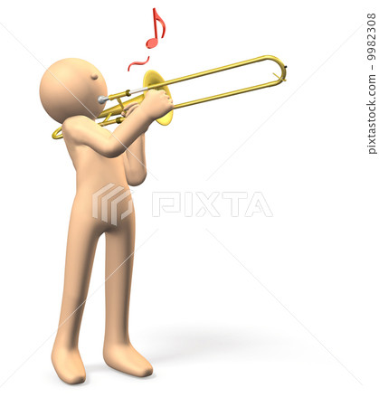 People Who Blow Trombone Stock Illustration