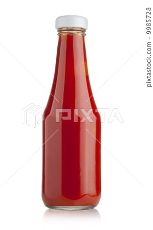 Glass bottle of ketchup 9985728