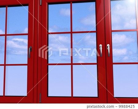 Sky seen through an red window 9988425