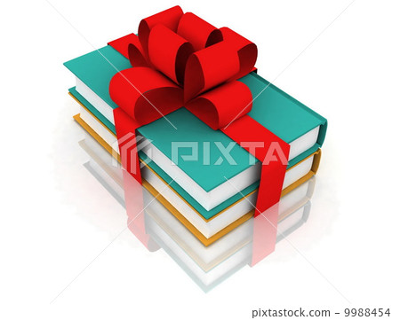 books with a bow on white background 9988454