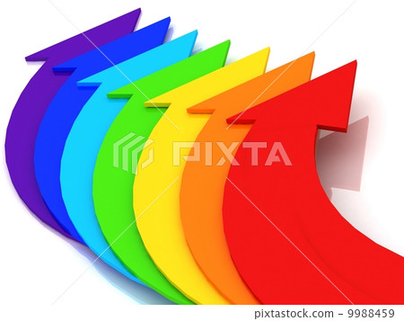 3d arrows of color of rainbow 9988459