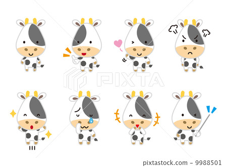 Beef Holstein pose facial expression set 9988501