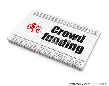 Newspaper with Crowd Funding and Finance Symbol Newspaper with Crowd Funding and Finance Symbol 9989644