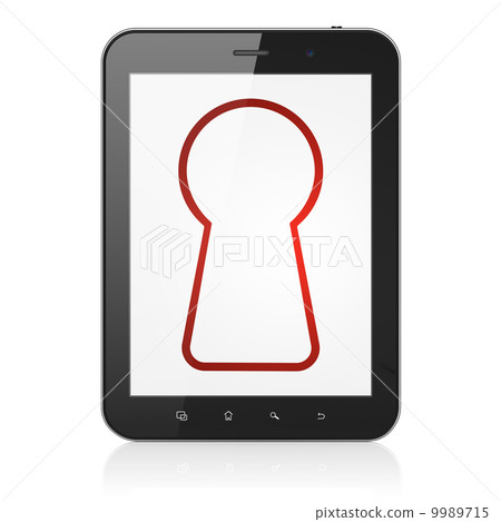 Security concept: Keyhole on tablet pc computer Security concept: Keyhole on tablet pc computer 9989715