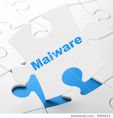 Protection concept: Malware on puzzle background 9989818