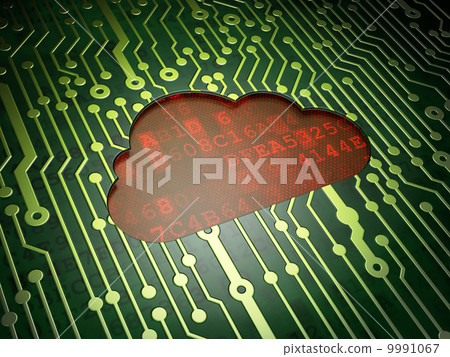 Cloud technology concept: Cloud on circuit board background Cloud technology concept: Cloud on circuit board background 9991067