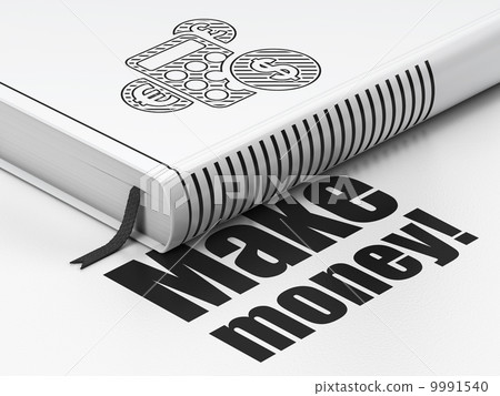Finance concept: book Calculator, Make Money! on white background 9991540