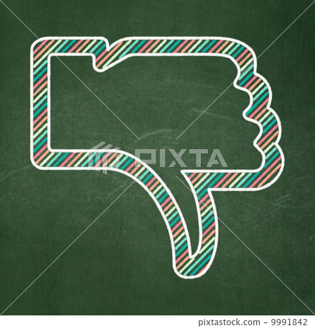 Social media concept: Thumb Down on chalkboard background Social media concept: Thumb Down on chalkboard background 9991842