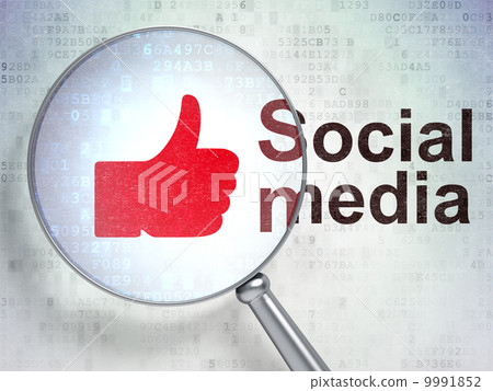 Thumb Up and Social Media with optical glass 9991852